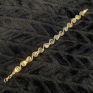 Greek Spiral Opal and Sterling Silver Bracelet